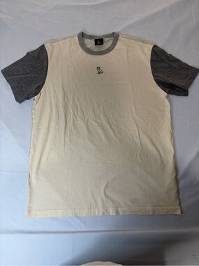OVO Drake October's Very Own Beige Gray Color Block Short Sleeve Shirt Medium